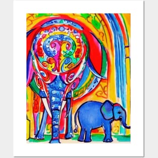 Elephant family Posters and Art